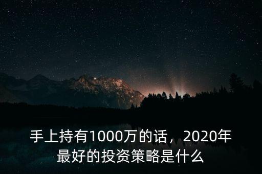 手上持有1000萬的話，2020年最好的投資策略是什么