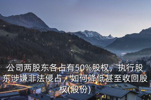 公司兩股東各占有50%股權(quán)，執(zhí)行股東涉嫌非法侵占，如何降低甚至收回股權(quán)(股份)