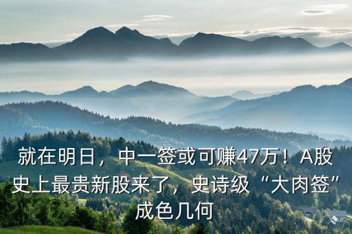 就在明日，中一簽或可賺47萬！A股史上最貴新股來了，史詩級“大肉簽”成色幾何