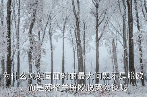 為什么說(shuō)英國(guó)面對(duì)的最大問(wèn)題不是脫歐，而是蘇格蘭留歐脫英公投呢