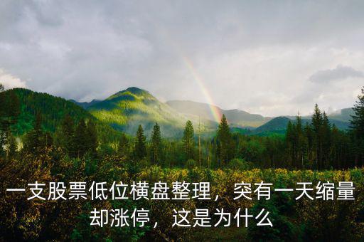 一支股票低位橫盤整理，突有一天縮量卻漲停，這是為什么