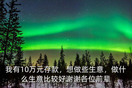 我有10萬(wàn)元存款，想做些生意，做什么生意比較好謝謝各位前輩