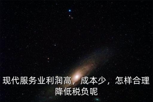 現(xiàn)代服務業(yè)利潤高，成本少，怎樣合理降低稅負呢