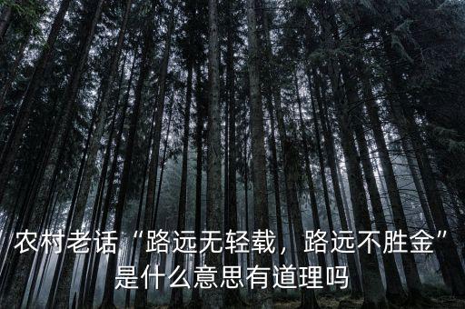 農村老話“路遠無輕載，路遠不勝金”是什么意思有道理嗎