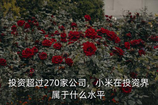 投資超過270家公司，小米在投資界屬于什么水平