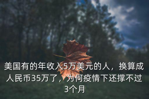 美國有的年收入5萬美元的人，換算成人民幣35萬了，為何疫情下還撐不過3個月