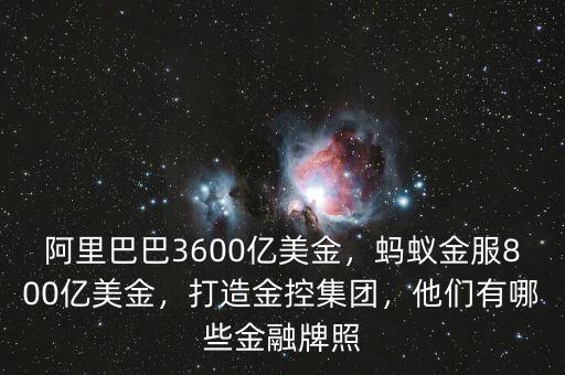 阿里巴巴3600億美金，螞蟻金服800億美金，打造金控集團(tuán)，他們有哪些金融牌照
