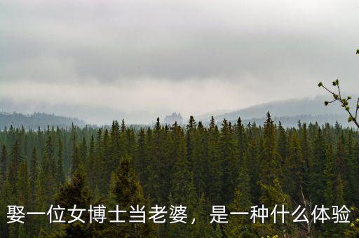 娶一位女博士當(dāng)老婆，是一種什么體驗(yàn)