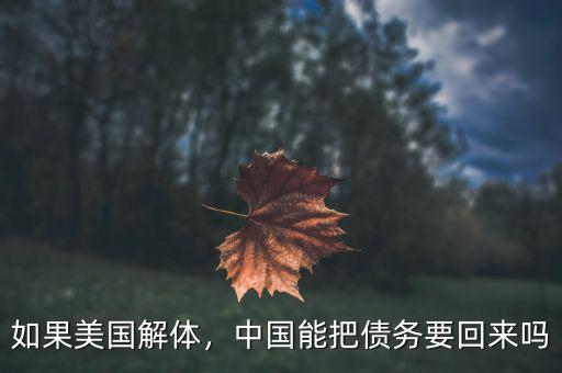 如果美國解體，中國能把債務要回來嗎