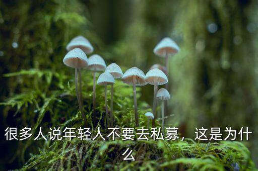 很多人說年輕人不要去私募，這是為什么