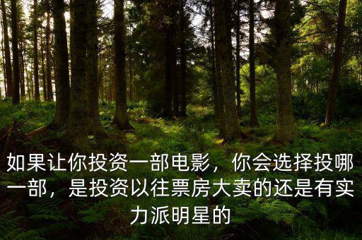 如果讓你投資一部電影，你會(huì)選擇投哪一部，是投資以往票房大賣的還是有實(shí)力派明星的