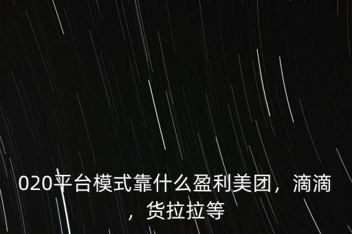 020平臺(tái)模式靠什么盈利美團(tuán)，滴滴，貨拉拉等