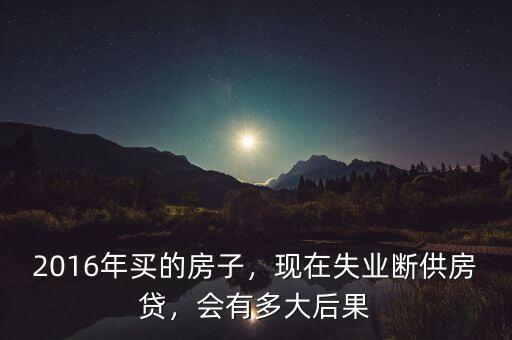 2016年買(mǎi)的房子，現(xiàn)在失業(yè)斷供房貸，會(huì)有多大后果
