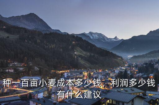 種一百畝小麥成本多少錢(qián)，利潤(rùn)多少錢(qián)有什么建議