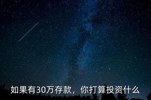 如果有30萬存款，你打算投資什么
