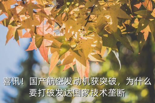 喜訊！國產航空發(fā)動機獲突破，為什么要打破發(fā)達國家技術壟斷