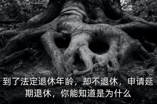 到了法定退休年齡，卻不退休，申請延期退休，你能知道是為什么