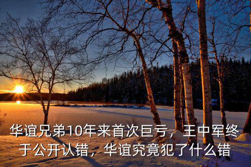 華誼兄弟10年來首次巨虧，王中軍終于公開認錯，華誼究竟犯了什么錯