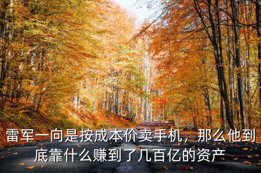 雷軍一向是按成本價(jià)賣(mài)手機(jī)，那么他到底靠什么賺到了幾百億的資產(chǎn)