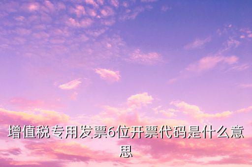 增值稅專用發(fā)票6位開(kāi)票代碼是什么意思