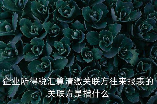 企業(yè)所得稅匯算清繳關聯(lián)方往來報表的關聯(lián)方是指什么
