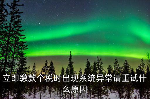 銀聯(lián)在線繳稅異常是什么原因，立即繳款個(gè)稅時(shí)出現(xiàn)系統(tǒng)異常請重試什么原因