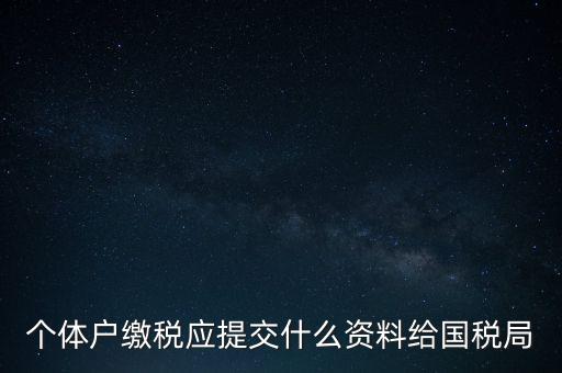 個(gè)體戶核稅什么材料，個(gè)體戶繳稅應(yīng)提交什么資料給國稅局