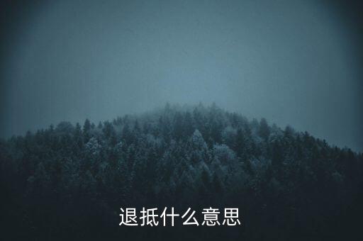 什么叫做退抵稅，退抵什么意思
