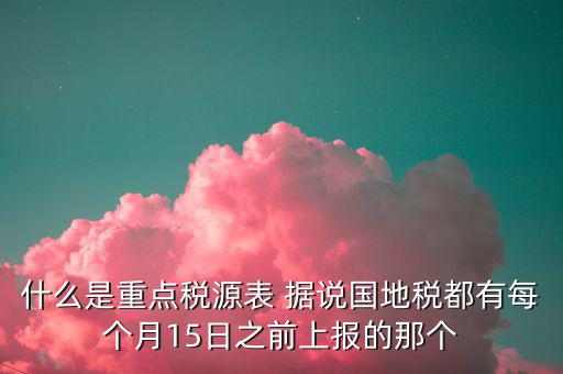 2015重點稅源是什么，重點稅源的介紹