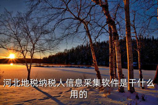納稅人實名采集要什么意思，河北地稅納稅人信息采集軟件是干什么用的
