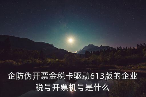 金稅盤(pán)企業(yè)稅號(hào)是什么，企防偽開(kāi)票金稅卡驅(qū)動(dòng)613版的企業(yè)稅號(hào)開(kāi)票機(jī)號(hào)是什么