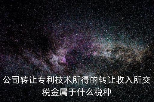 公司出售專利交什么稅，公司轉(zhuǎn)讓專利技術(shù)所得的轉(zhuǎn)讓收入所交稅金屬于什么稅種