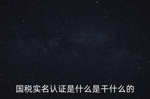 國(guó)稅實(shí)名制認(rèn)證要什么，國(guó)稅實(shí)名認(rèn)證是什么是干什么的