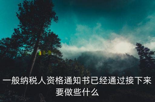 一般納稅人資格通知書已經(jīng)通過(guò)接下來(lái)要做些什么