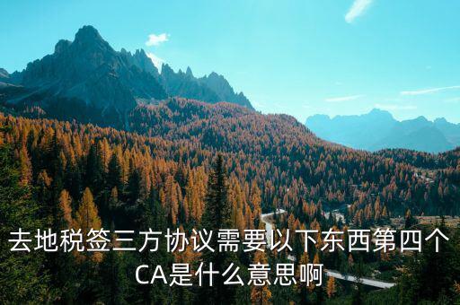 稅務(wù)局ca是什么意思，去地稅簽三方協(xié)議需要以下東西第四個(gè)CA是什么意思啊