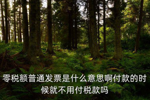 什么叫0稅率發(fā)票，零稅額普通發(fā)票是什么意思啊付款的時候就不用付稅款嗎