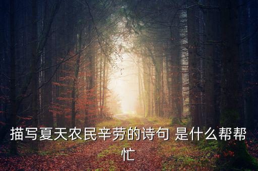 茍稅讀什么，描寫夏天農(nóng)民辛勞的詩句 是什么幫幫忙