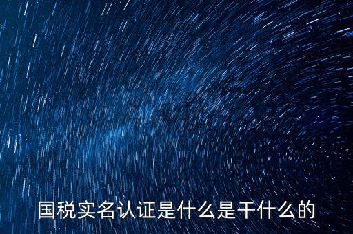 國(guó)稅實(shí)名采集做什么用，國(guó)稅實(shí)名認(rèn)證是什么是干什么的