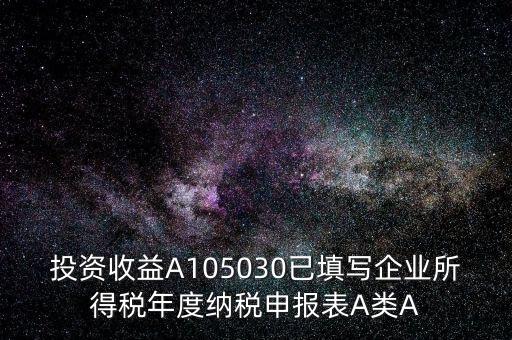 a100000什么時(shí)候填，投資收益A105030已填寫企業(yè)所得稅年度納稅申報(bào)表A類A