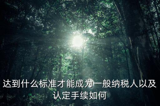 達到什么標(biāo)準(zhǔn)才能成為一般納稅人以及認(rèn)定手續(xù)如何