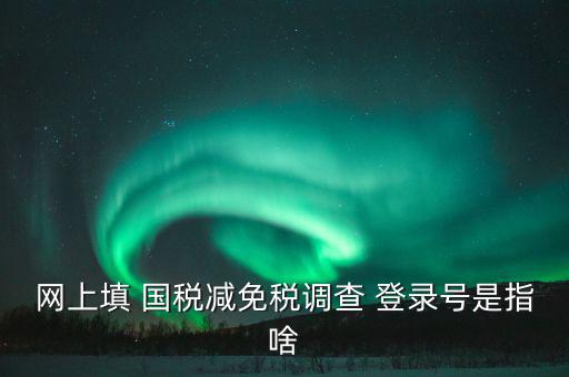 稅收調(diào)查網(wǎng)上是什么，網(wǎng)上填 國稅減免稅調(diào)查 登錄號是指啥