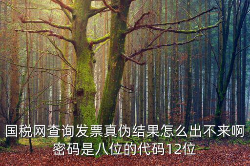 國稅局發(fā)票真?zhèn)尾樵兠艽a是什么，國稅網(wǎng)查詢發(fā)票真?zhèn)谓Y(jié)果怎么出不來啊密碼是八位的代碼12位