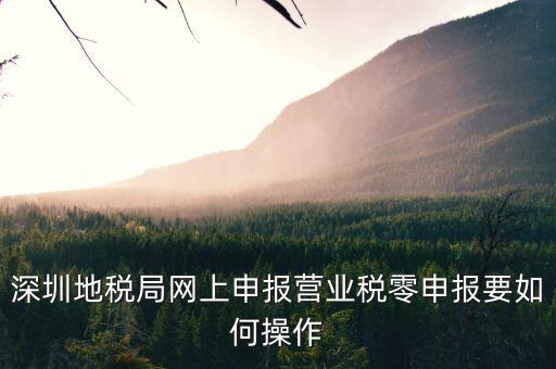 深圳地稅如何零申報(bào)表，深圳地稅網(wǎng)上零報(bào)稅怎樣操作