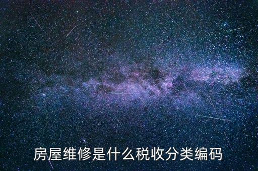 如何維護稅收分類編碼，房屋維修是什么稅收分類編碼