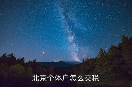 北京個(gè)體工商戶如何繳稅，北京個(gè)體戶怎么交稅