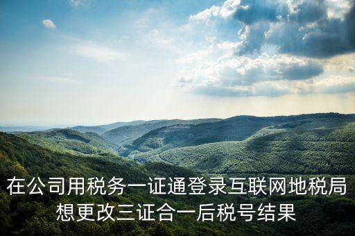 如何修改一證通稅號，在公司用稅務一證通登錄互聯(lián)網地稅局想更改三證合一后稅號結果