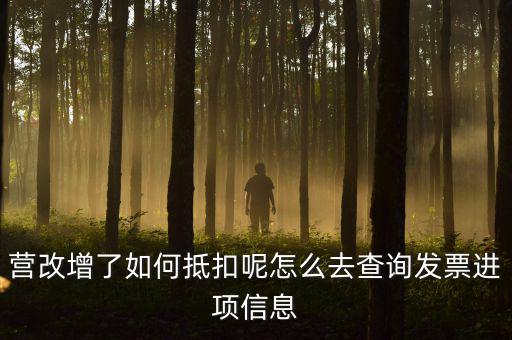 營改增了如何抵扣呢怎么去查詢發(fā)票進(jìn)項信息