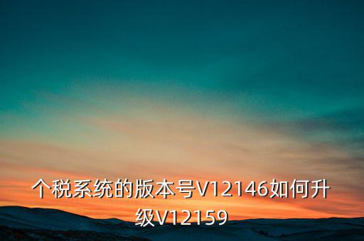 個人所得稅系統(tǒng)如何在線升級，個稅系統(tǒng)的版本號V12146如何升級V12159
