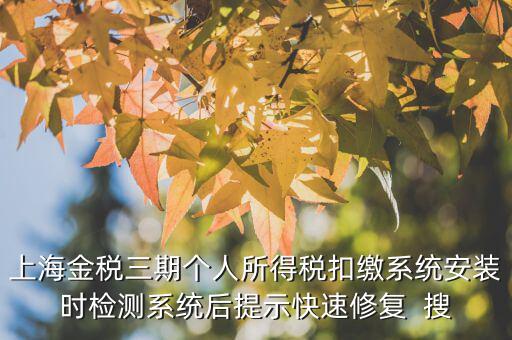 個稅安裝包如何恢復(fù)，上海金稅三期個人所得稅扣繳系統(tǒng)安裝時檢測系統(tǒng)后提示快速修復(fù)  搜