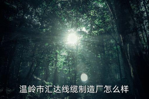 溫嶺市匯達(dá)線(xiàn)纜制造廠(chǎng)怎么樣